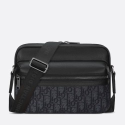 Replica Dior Rider 2.0 Zipped Messenger Bag Black Oblique with Black