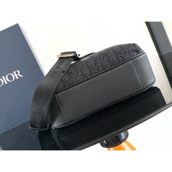 Replica Dior Rider 2.0 Zipped Messenger Bag Black Oblique with Black
