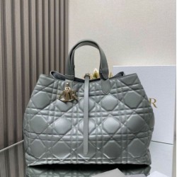 Replica Dior Toujours Large Bag Grey Macrocannage Calfskin