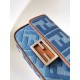Replica Fendi Baguette Mini Bag Denim with FF Embroidery