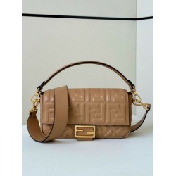 Fake Fendi Medium Baguette Bag Beige FF Nappa Replica