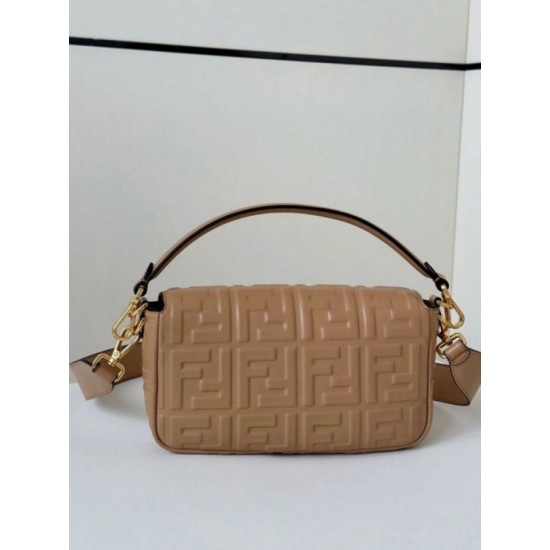 Fake Fendi Medium Baguette Bag Beige FF Nappa Replica