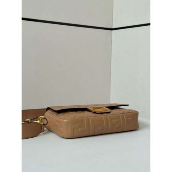 Fake Fendi Medium Baguette Bag Beige FF Nappa Replica