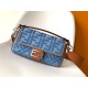 Replica Fendi Baguette Medium Bag Denim with FF Embroidery