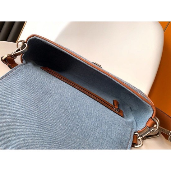 Replica Fendi Baguette Medium Bag Denim with FF Embroidery