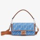 Replica Fendi Baguette Medium Bag Denim with FF Embroidery