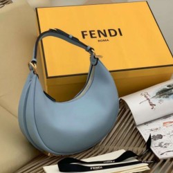 Fake Fendi Fendigraphy Small Hobo Bag Light Blue Replica