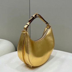 Fake Fendi Fendigraphy Small Hobo Bag Gold Laminated Replica