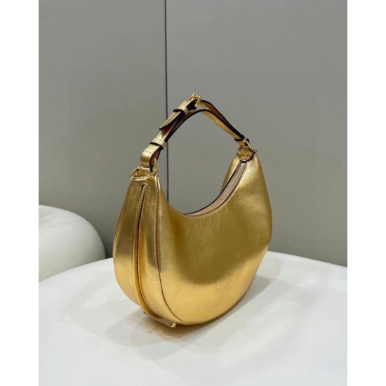 Fake Fendi Fendigraphy Small Hobo Bag Gold Laminated Replica