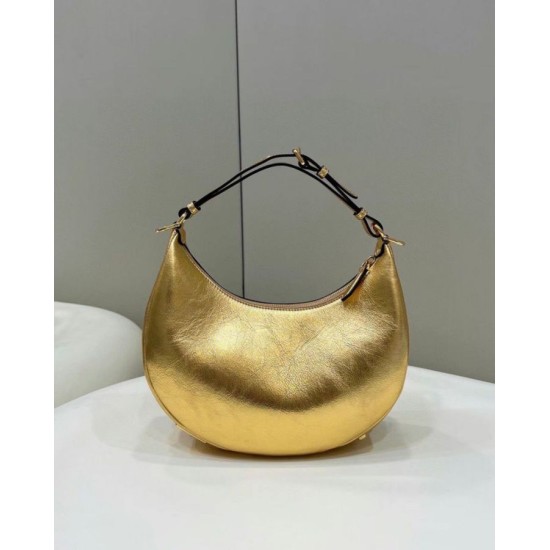Fake Fendi Fendigraphy Small Hobo Bag Gold Laminated Replica