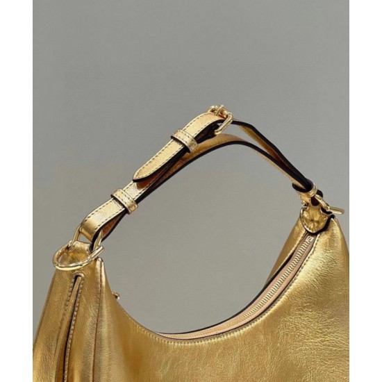 Fake Fendi Fendigraphy Small Hobo Bag Gold Laminated Replica