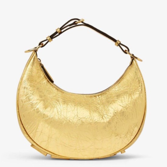 Fake Fendi Fendigraphy Small Hobo Bag Gold Laminated Replica