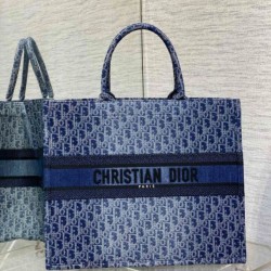 Replica Dior Medium Book Tote Bag in Blue Denim Oblique Jacquard