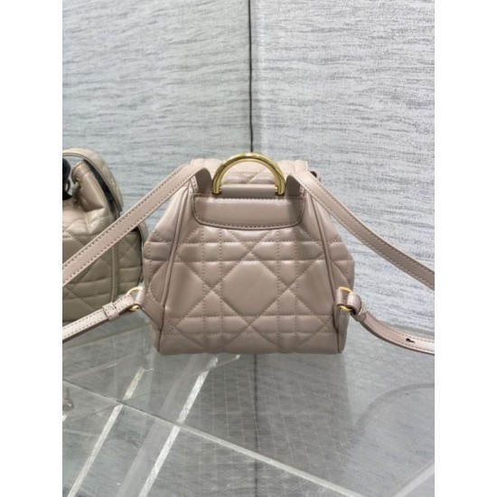 Replica Dior Caro Small Backpack in Beige Macrocannage Lambskin
