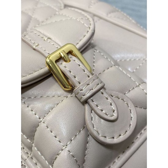Replica Dior Caro Small Backpack in Beige Macrocannage Lambskin