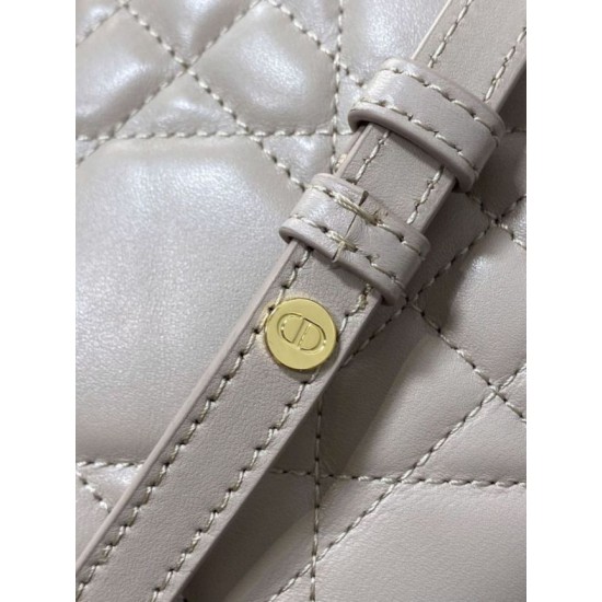 Replica Dior Caro Small Backpack in Beige Macrocannage Lambskin