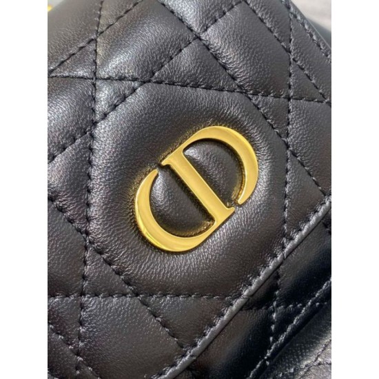 Replica Dior Caro Small Backpack in Black Macrocannage Lambskin