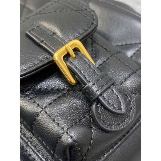 Replica Dior Caro Small Backpack in Black Macrocannage Lambskin