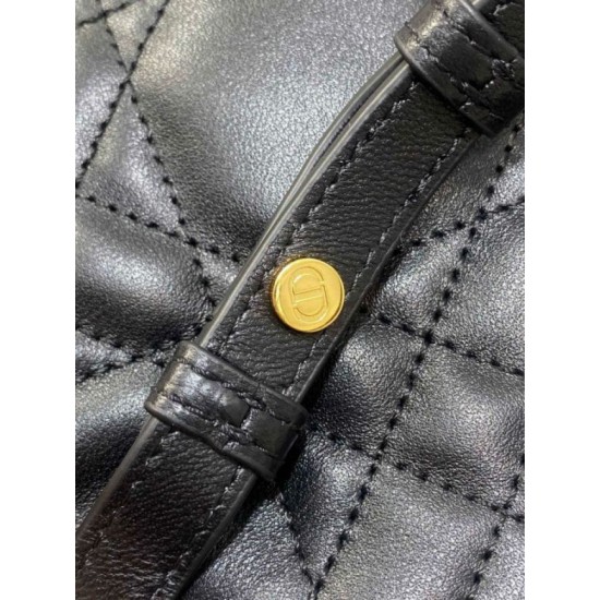 Replica Dior Caro Small Backpack in Black Macrocannage Lambskin