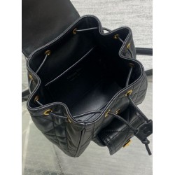 Replica Dior Caro Small Backpack in Black Macrocannage Lambskin