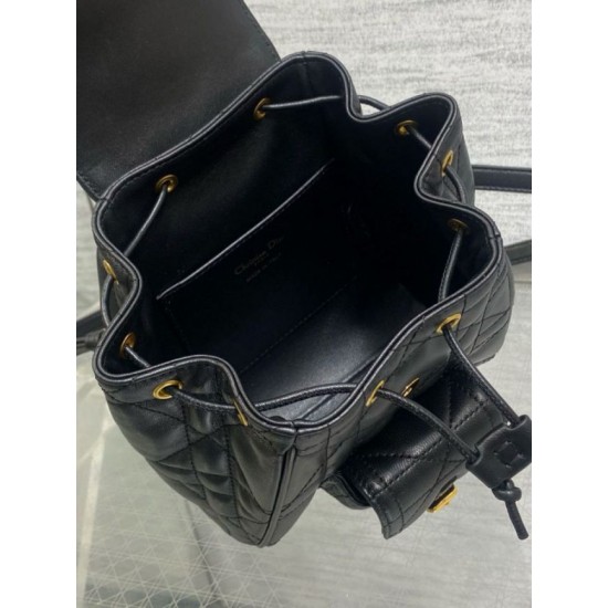 Replica Dior Caro Small Backpack in Black Macrocannage Lambskin