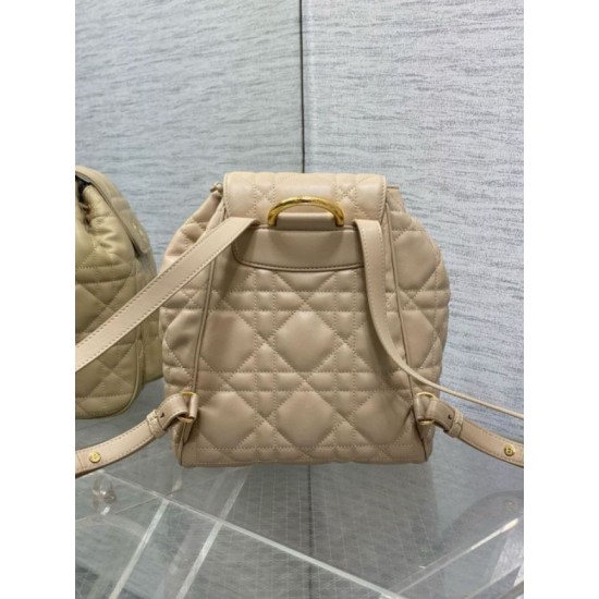 Replica Dior Caro Medium Backpack in Beige Macrocannage Lambskin