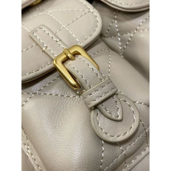 Replica Dior Caro Medium Backpack in Beige Macrocannage Lambskin