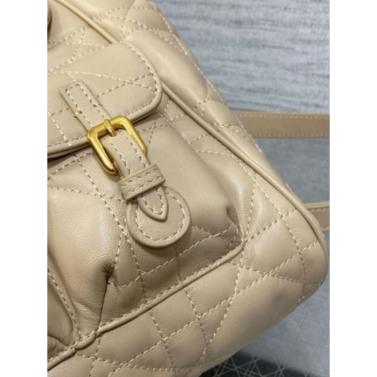Replica Dior Caro Medium Backpack in Beige Macrocannage Lambskin
