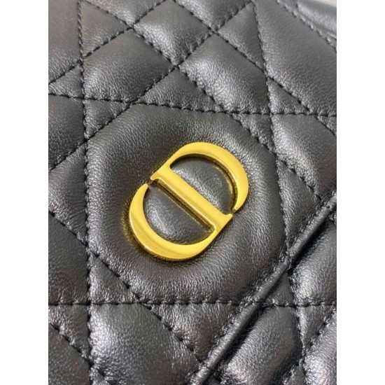 Replica Dior Caro Medium Backpack in Black Macrocannage Lambskin
