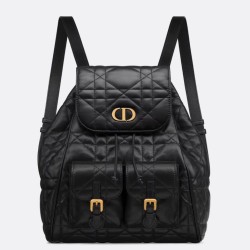 Replica Dior Caro Medium Backpack in Black Macrocannage Lambskin