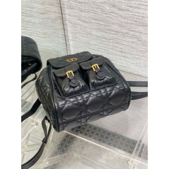Replica Dior Caro Medium Backpack in Black Macrocannage Lambskin