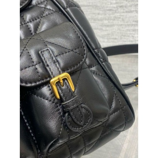Replica Dior Caro Medium Backpack in Black Macrocannage Lambskin