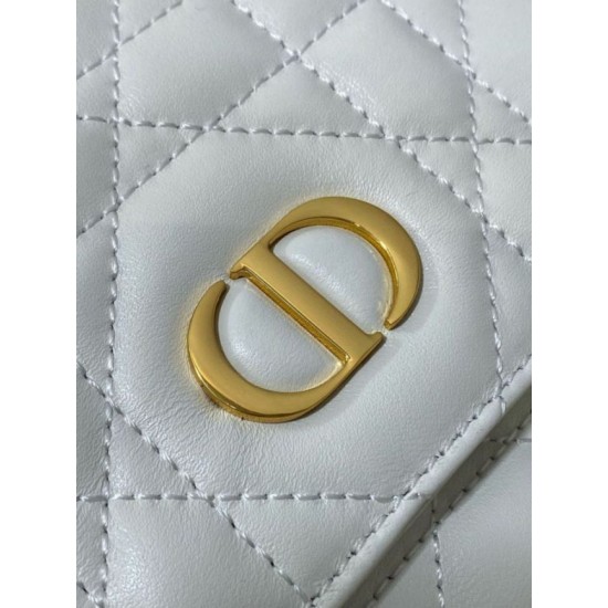 Fake Dior Caro Medium Backpack in White Macrocannage Lambskin Replica