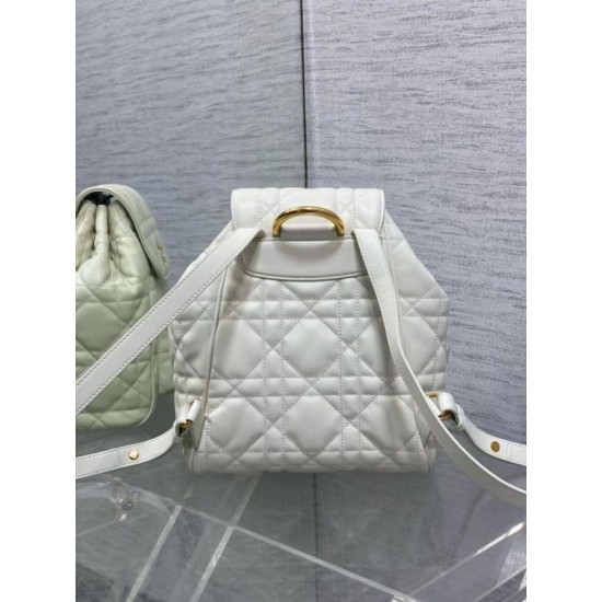 Fake Dior Caro Medium Backpack in White Macrocannage Lambskin Replica