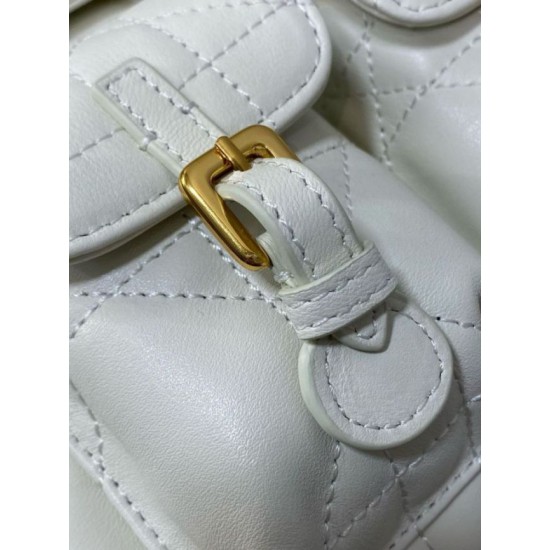 Fake Dior Caro Medium Backpack in White Macrocannage Lambskin Replica