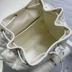 Fake Dior Caro Medium Backpack in White Macrocannage Lambskin Replica