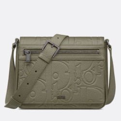 Replica Dior Men's Messenger Bag with Flap in Khaki Gravity Leather