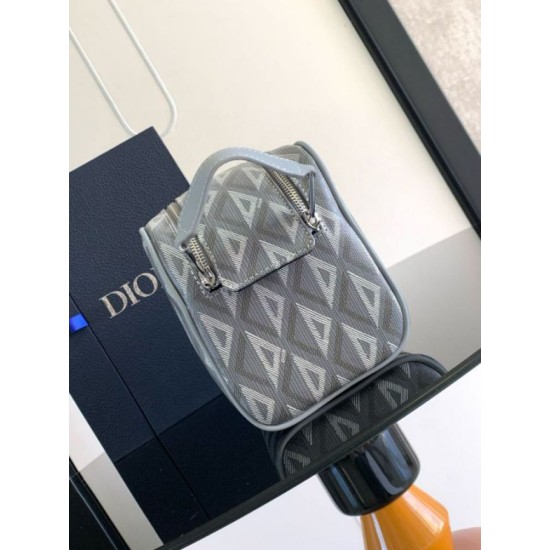 Replica Dior Toiletry Bag in Grey CD Diamond Canvas