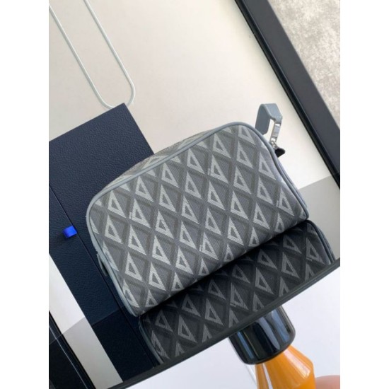 Replica Dior Toiletry Bag in Grey CD Diamond Canvas