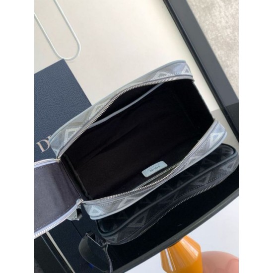 Replica Dior Toiletry Bag in Grey CD Diamond Canvas