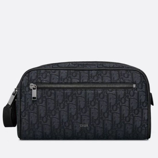 Replica Dior Toiletry Bag in Dior Black Oblique Jacquard