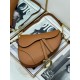 Replica Dior Saddle Bag with Strap in Brown Grained Calfskin