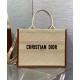 Replica Dior Small/Medium Book Tote Bag with Strap Oblique Embroidered Raffia Beige