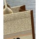 Replica Dior Small/Medium Book Tote Bag with Strap Oblique Embroidered Raffia Beige