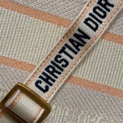 Replica Dior Small/Medium Book Tote Bag with Strap Oblique Embroidered Raffia Beige