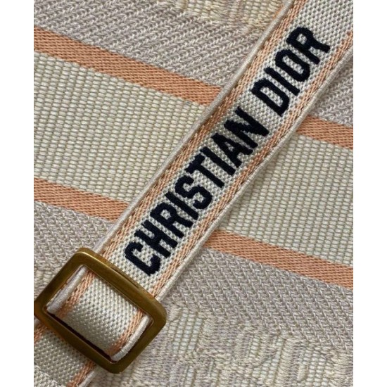 Replica Dior Small/Medium Book Tote Bag with Strap Oblique Embroidered Raffia Beige