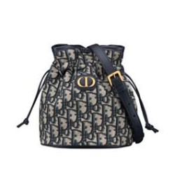 Replica Dior 30 Montaigne Mini Bucket Bag with Drawstring Dark Blue