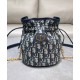 Replica Dior 30 Montaigne Mini Bucket Bag with Drawstring Dark Blue