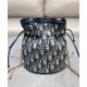 Replica Dior 30 Montaigne Mini Bucket Bag with Drawstring Dark Blue