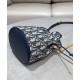 Replica Dior 30 Montaigne Mini Bucket Bag with Drawstring Dark Blue